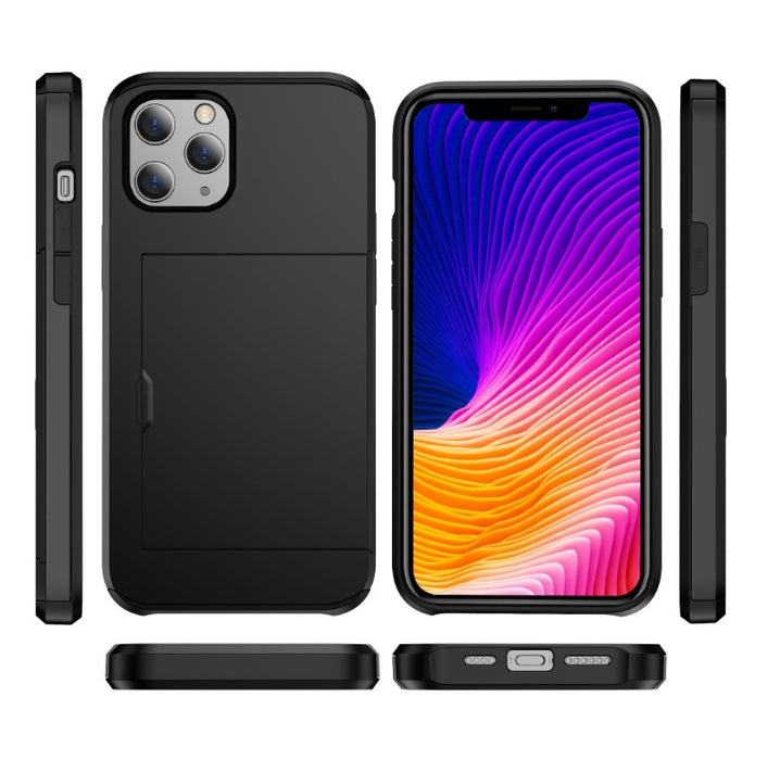 Etui na telefon z suwakiem i schowkiem na karty – kompatybilne z iPhone 12, iPhone 11