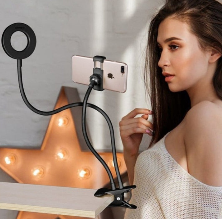 LED-owe lampa pierścieniowa do selfie na żywo, regulowane światło do makijażu, statyw 8 cm