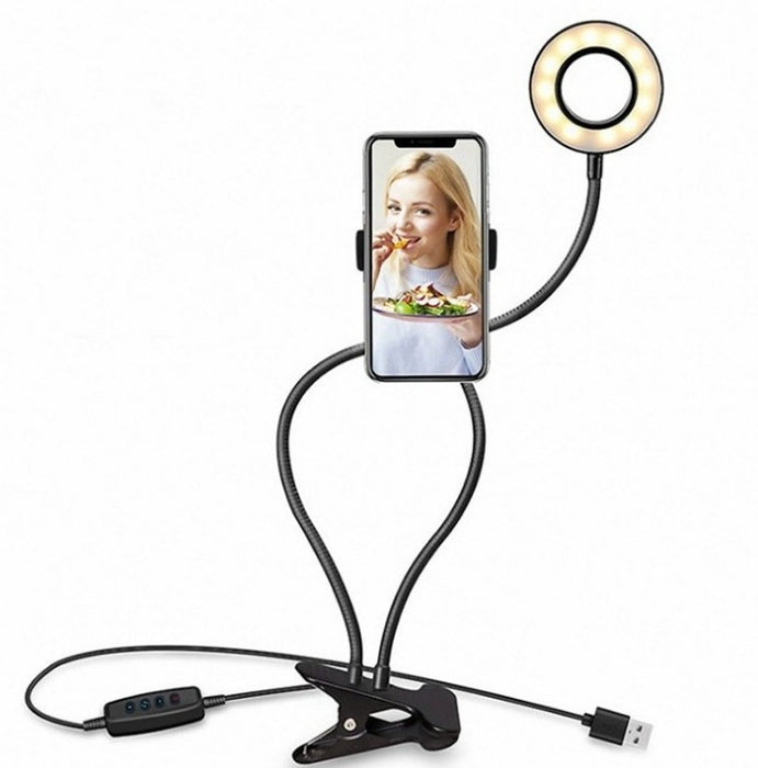 LED-owe lampa pierścieniowa do selfie na żywo, regulowane światło do makijażu, statyw 8 cm