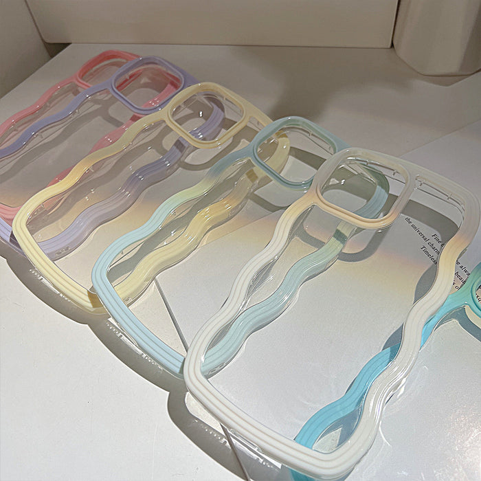 Etui na telefon z falistą krawędzią, jednokolorowe, proste, w kolorze pastelowym